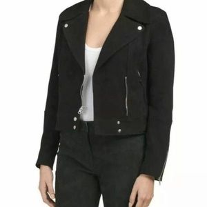Theory Suede Downtown Moto Amorim Jacket with silver hardware